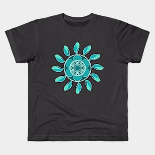 Blue Fower Mandala Kids T-Shirt